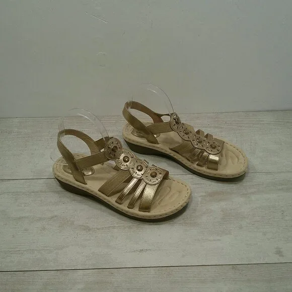 Cliffs White Mountain Camryn Metallic Gold Embellished Comfort Sandals Size 9.5 - Picture 9 of 11